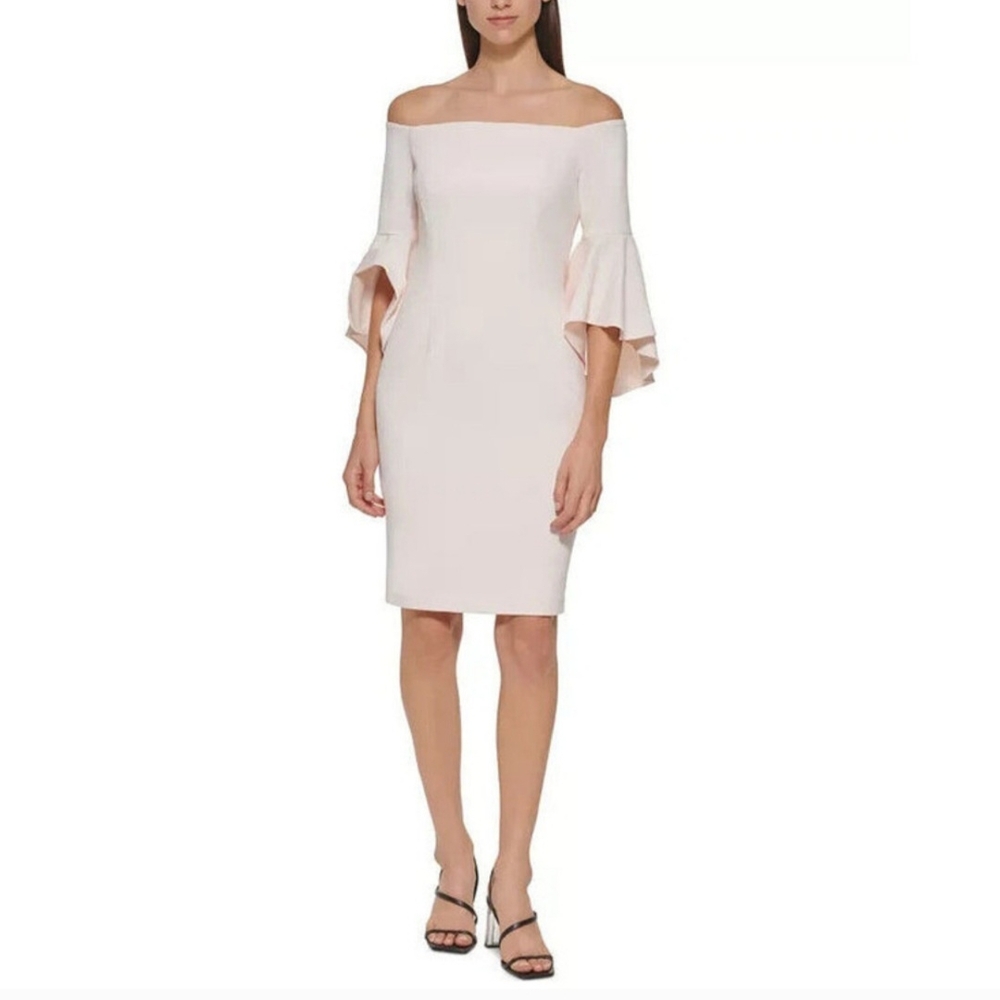 Calvin Klein Off-Shoulder Blush Dress